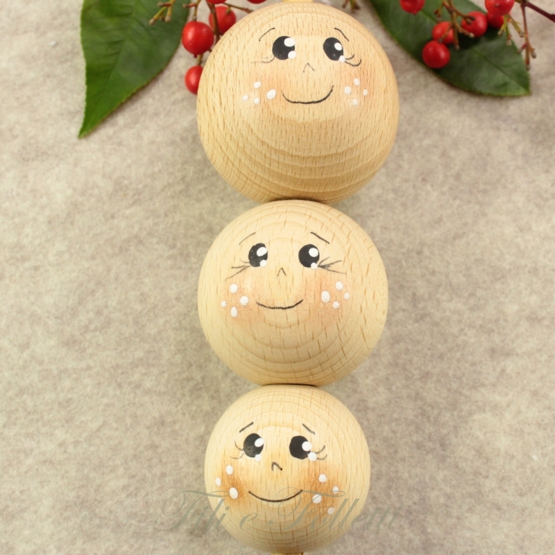 pallina in legno disegnata a mano - Fili e Folletti bottega